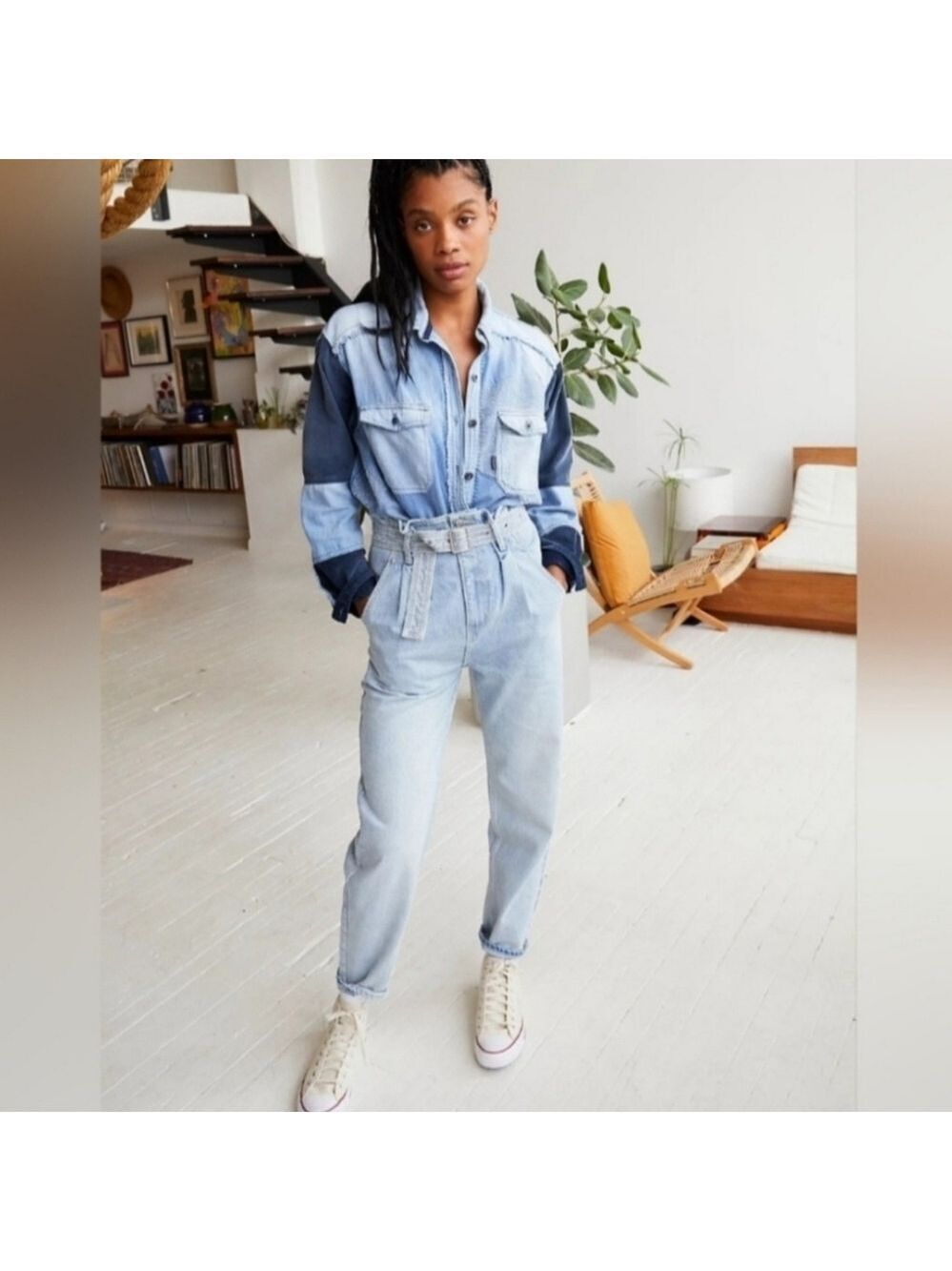 Free People Sadie Belted Paperbag Jeans.